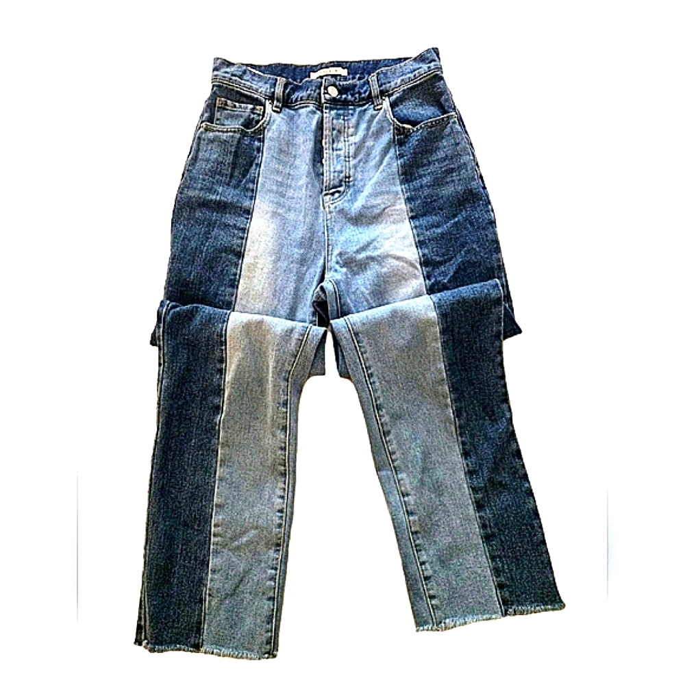 Pacsun 2 Tones Patchwork Denim Jeans High Rise Stright Soze 27